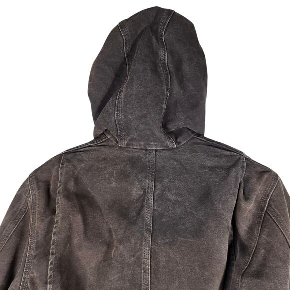 Carhartt Sandstone Sierra Jacket Mens Small Dark Brown Sherpa Hooded Utility - Picture 8 of 13